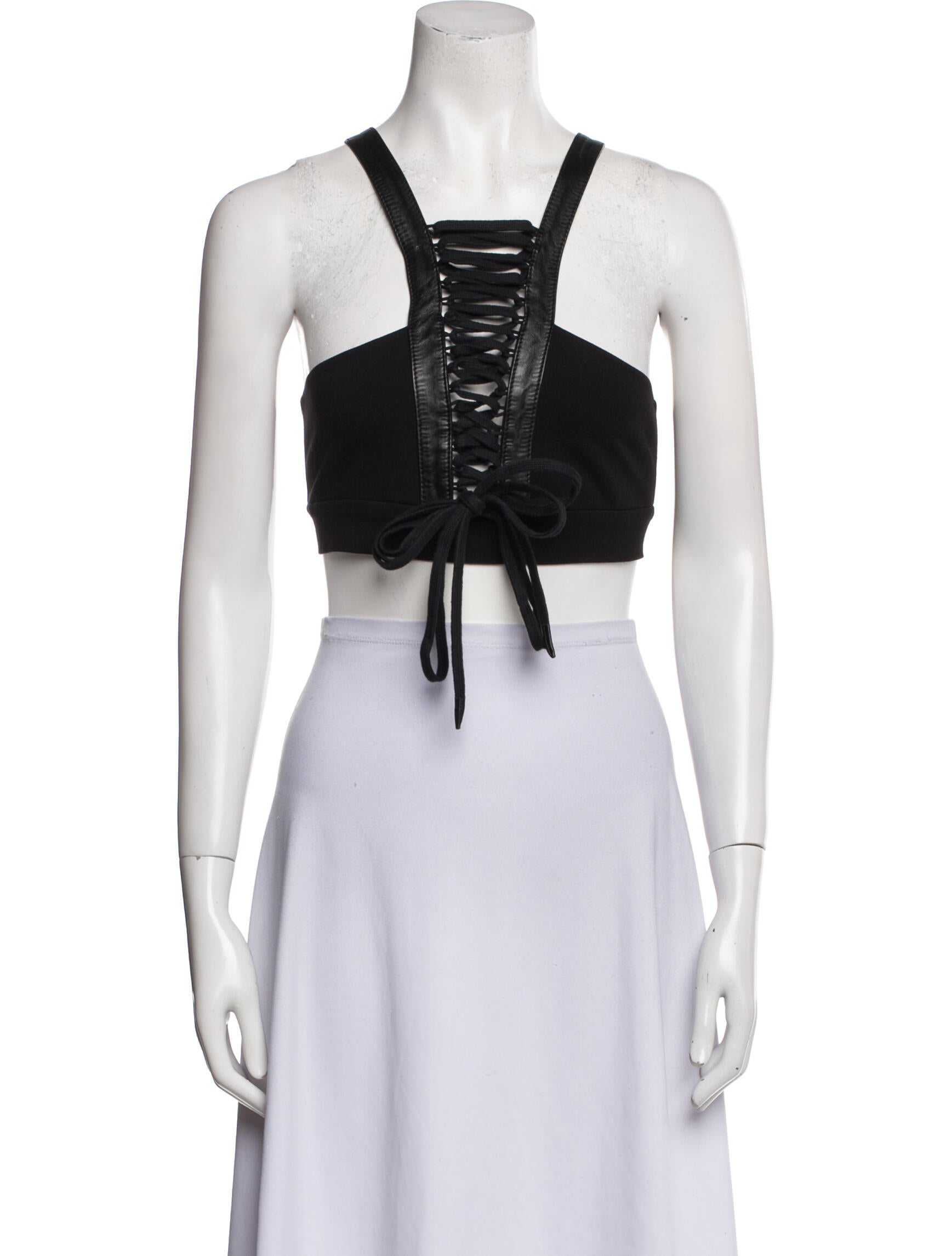 Valery Kovalska Square Neckline Sleeveless Crop Top