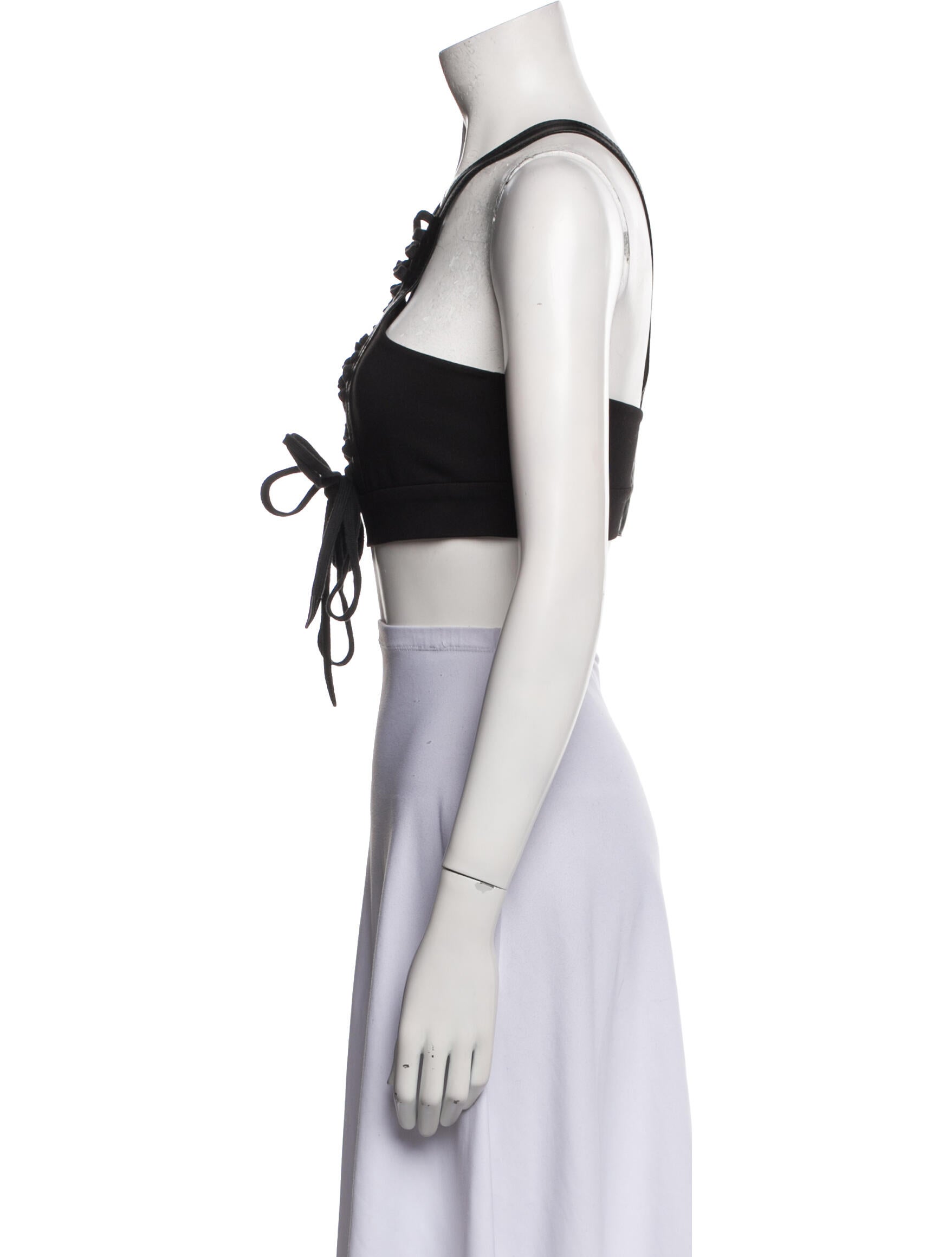 Valery Kovalska Square Neckline Sleeveless Crop Top