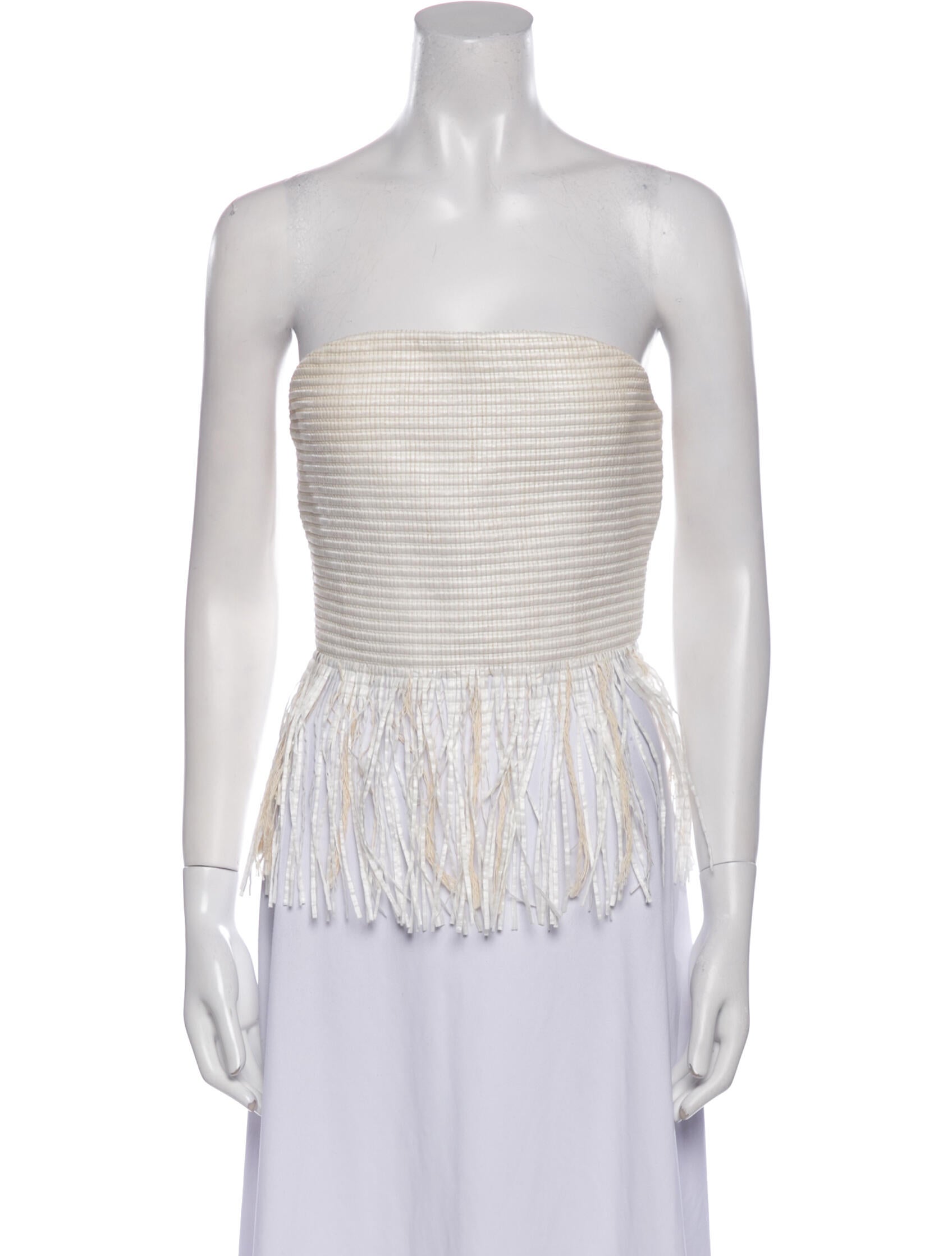 Valery Kovalska Striped Strapless Crop Top