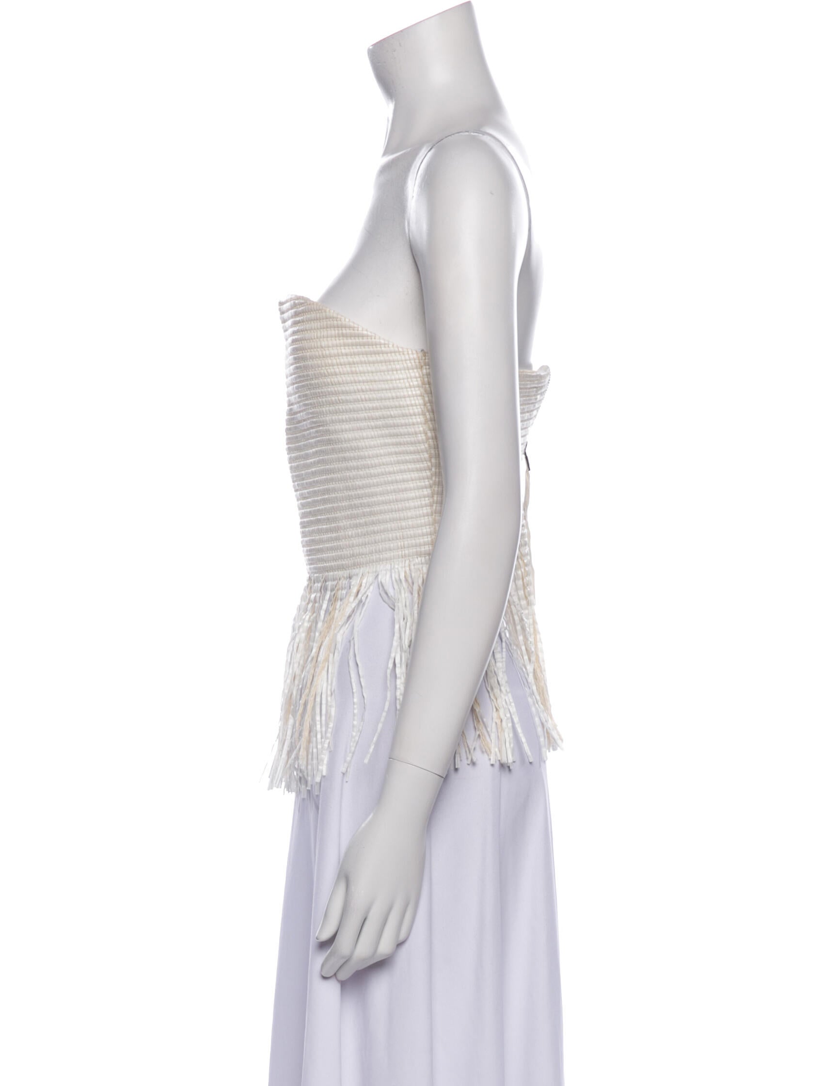 Valery Kovalska Striped Strapless Crop Top