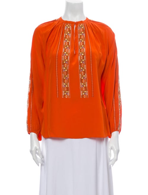 Vanessa Bruno Silk Crew Neck Blouse Orange