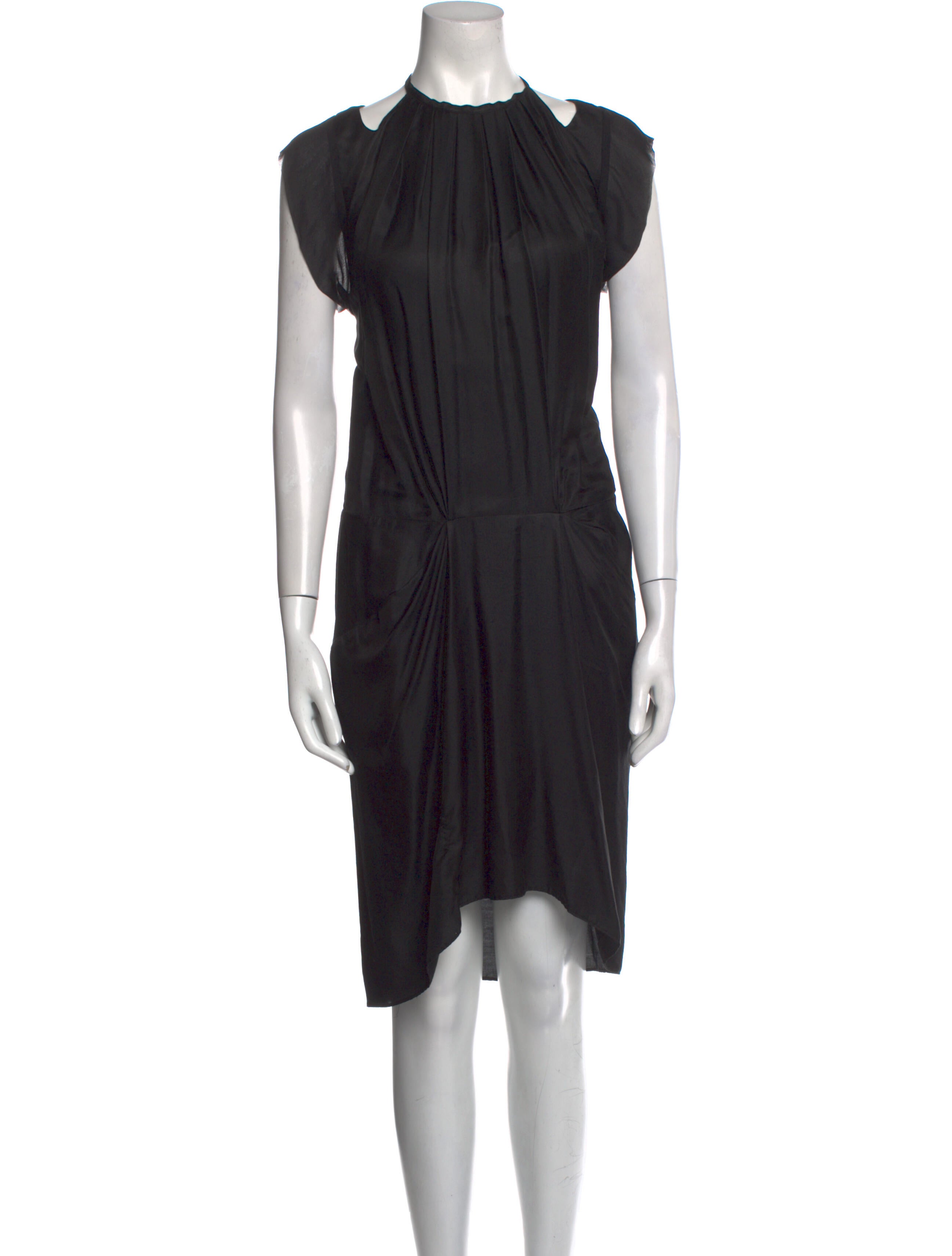 Vanessa Bruno Crew Neck Midi Length Dress Black Dresses, Clothing