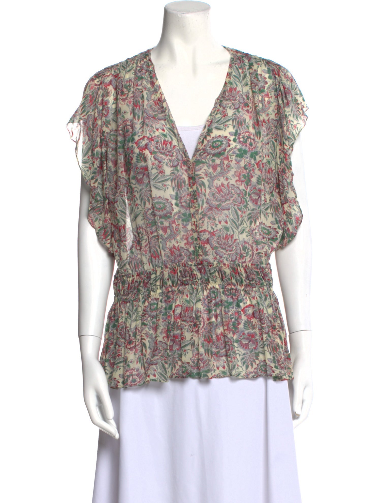 Vanessa Bruno Printed Plunge Neckline Blouse