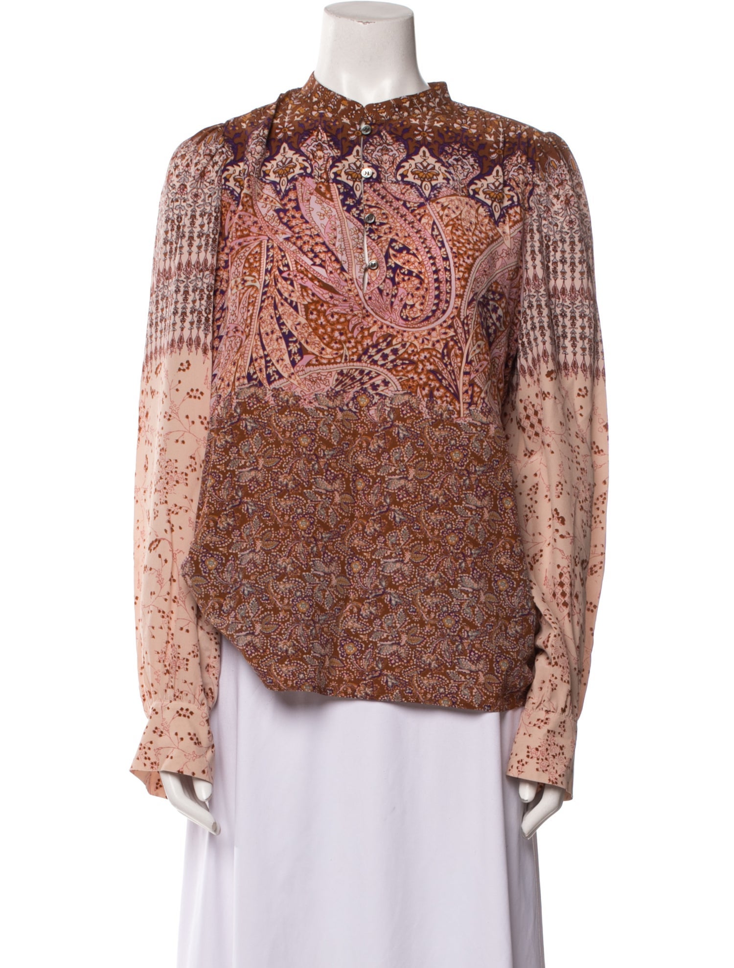 Vanessa Bruno Paisley Print Mock Neck Blouse