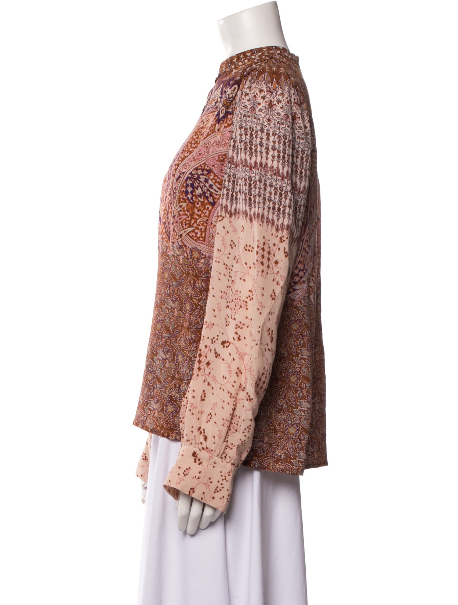 Vanessa Bruno Paisley Print Mock Neck Blouse