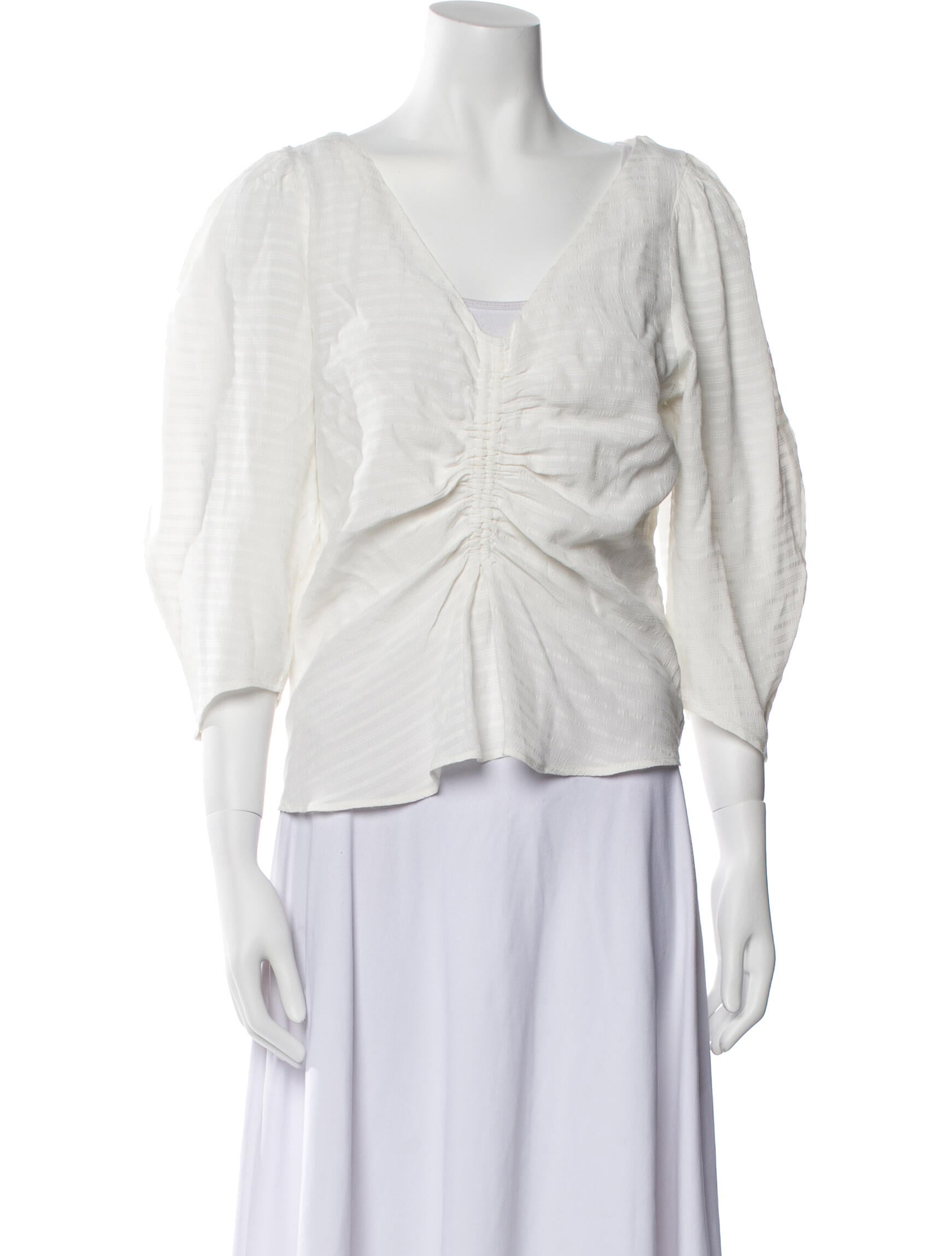 Vanessa Bruno V-Neck Three-Quarter Sleeve Blouse