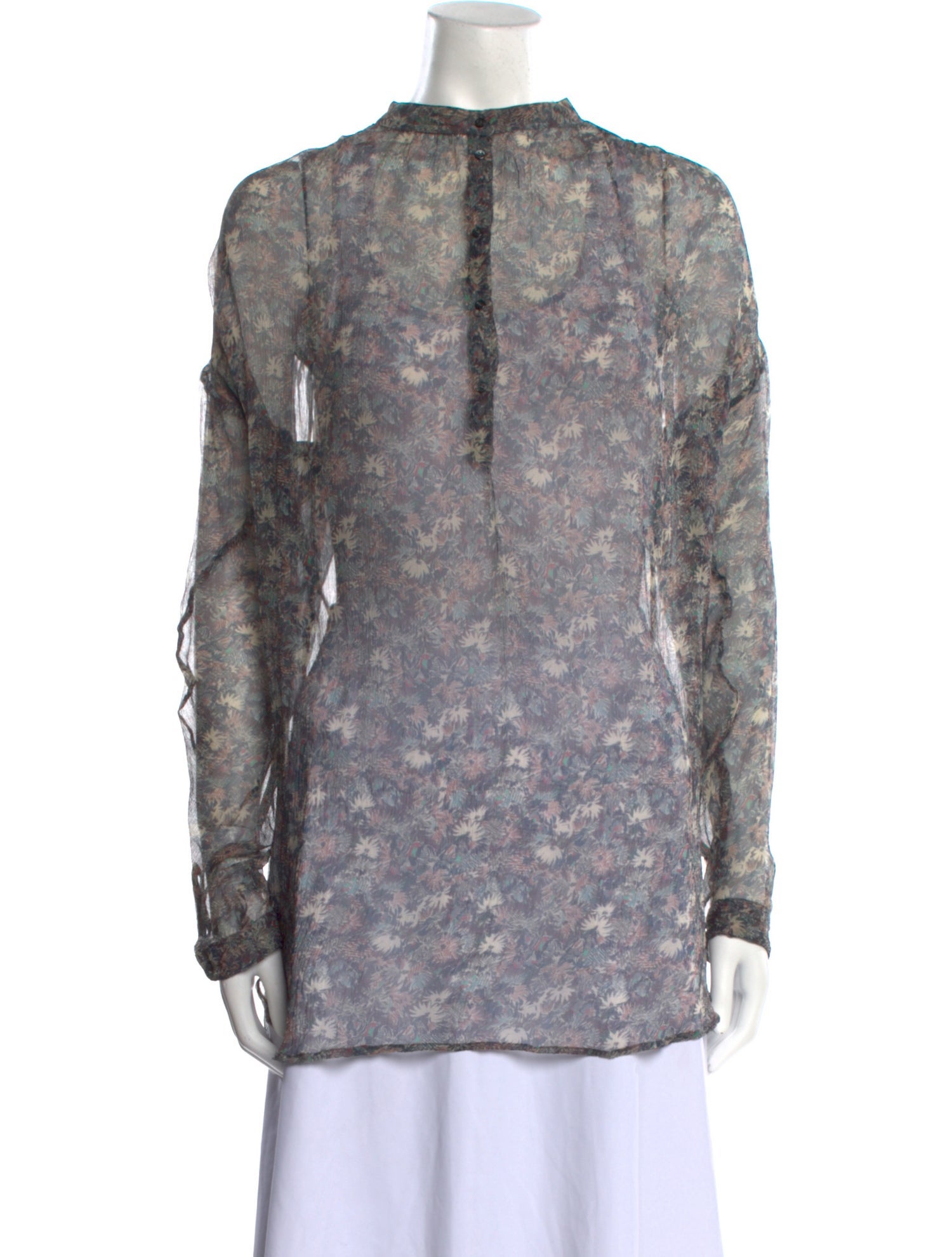 Vanessa Bruno Floral Print Mock Neck Tunic