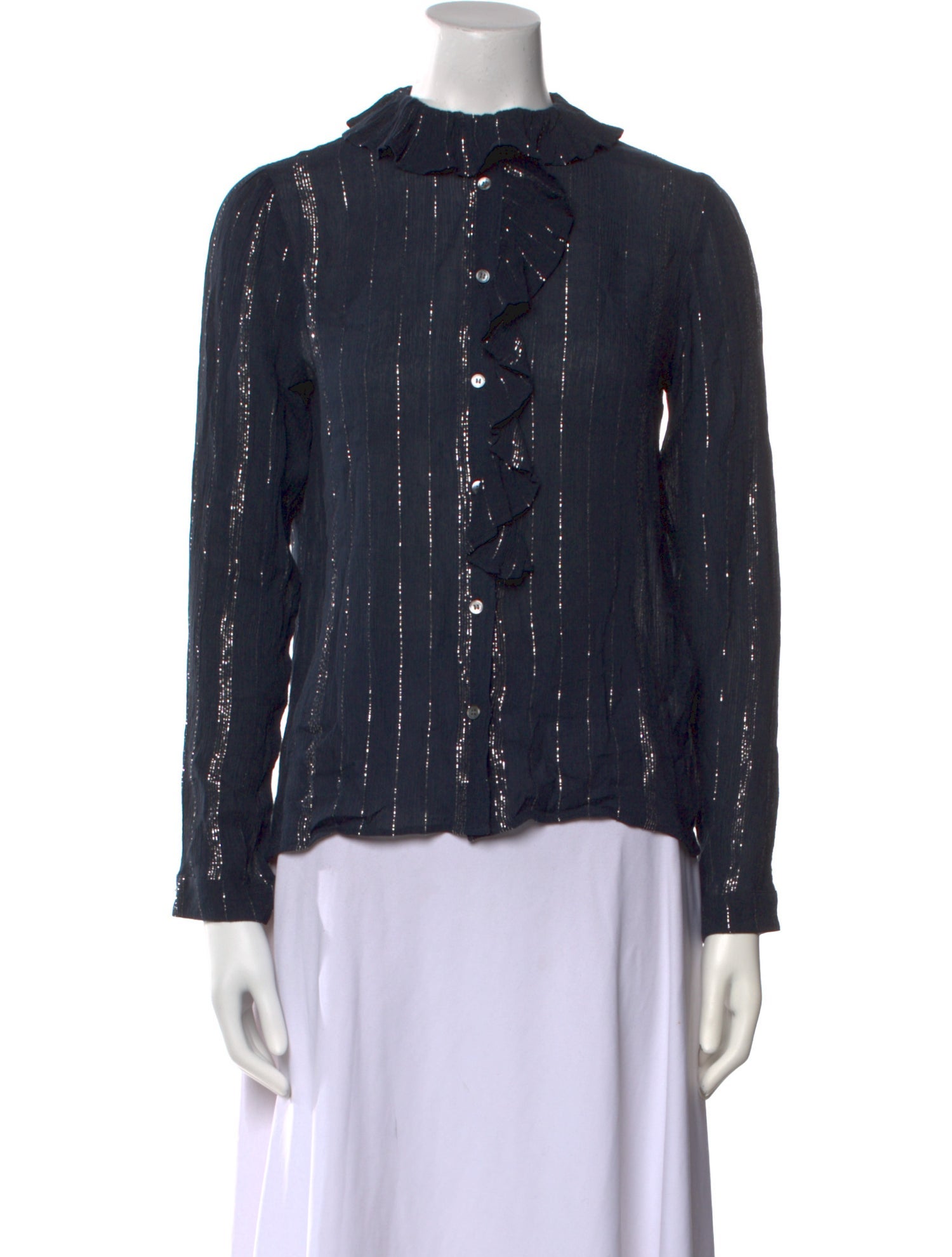 Vanessa Bruno Striped Mock Neck Blouse