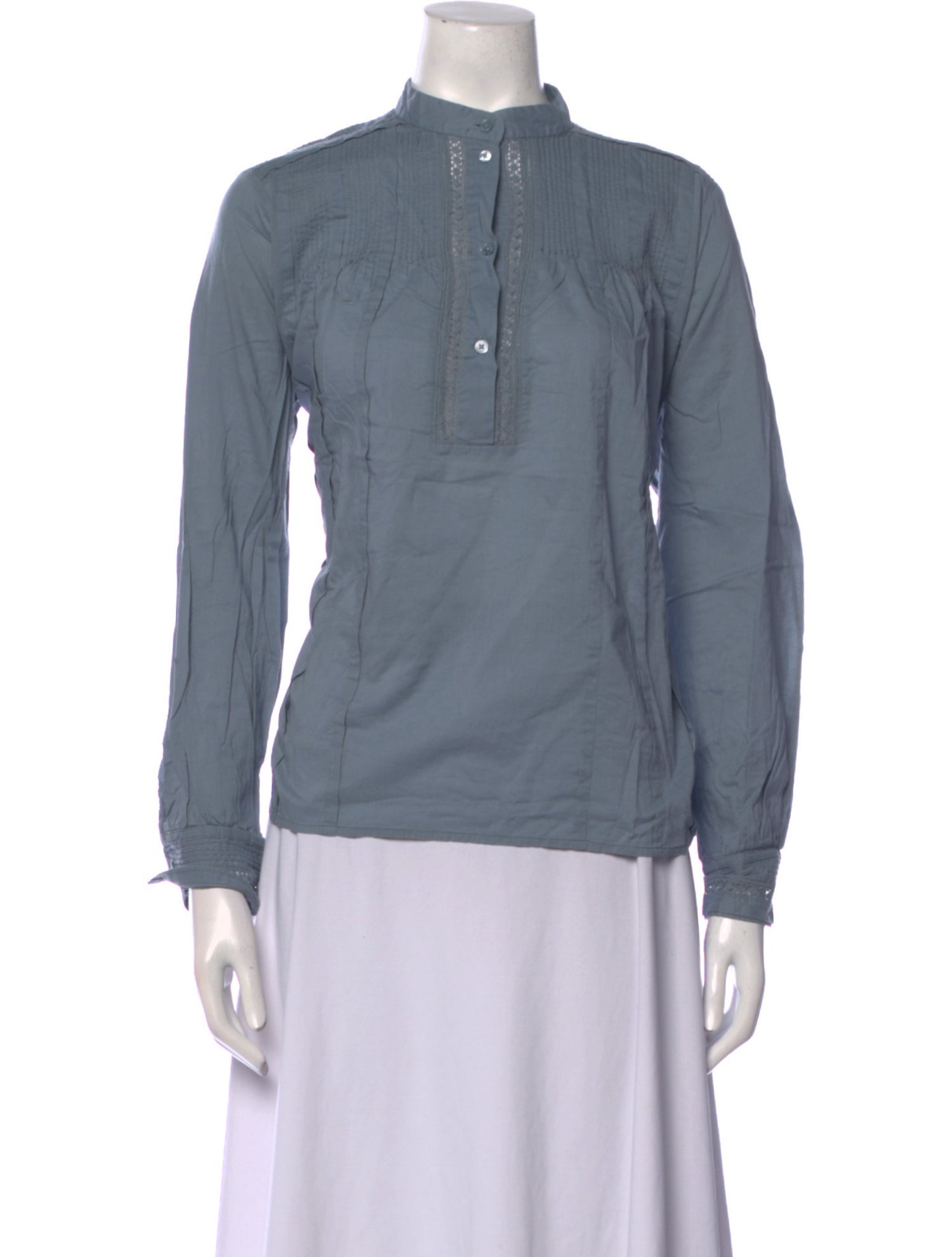 Vanessa Bruno Mock Neck Long Sleeve Button-Up Top