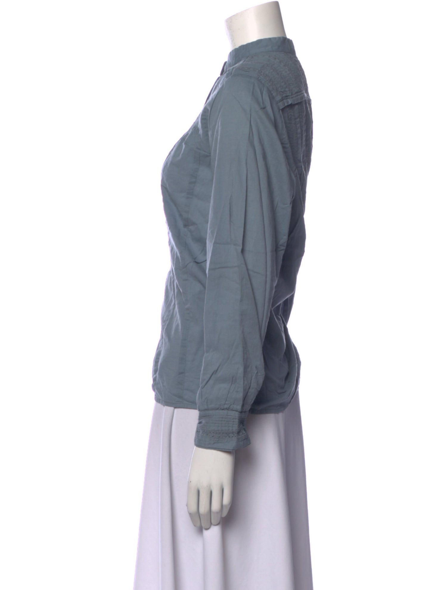 Vanessa Bruno Mock Neck Long Sleeve Button-Up Top