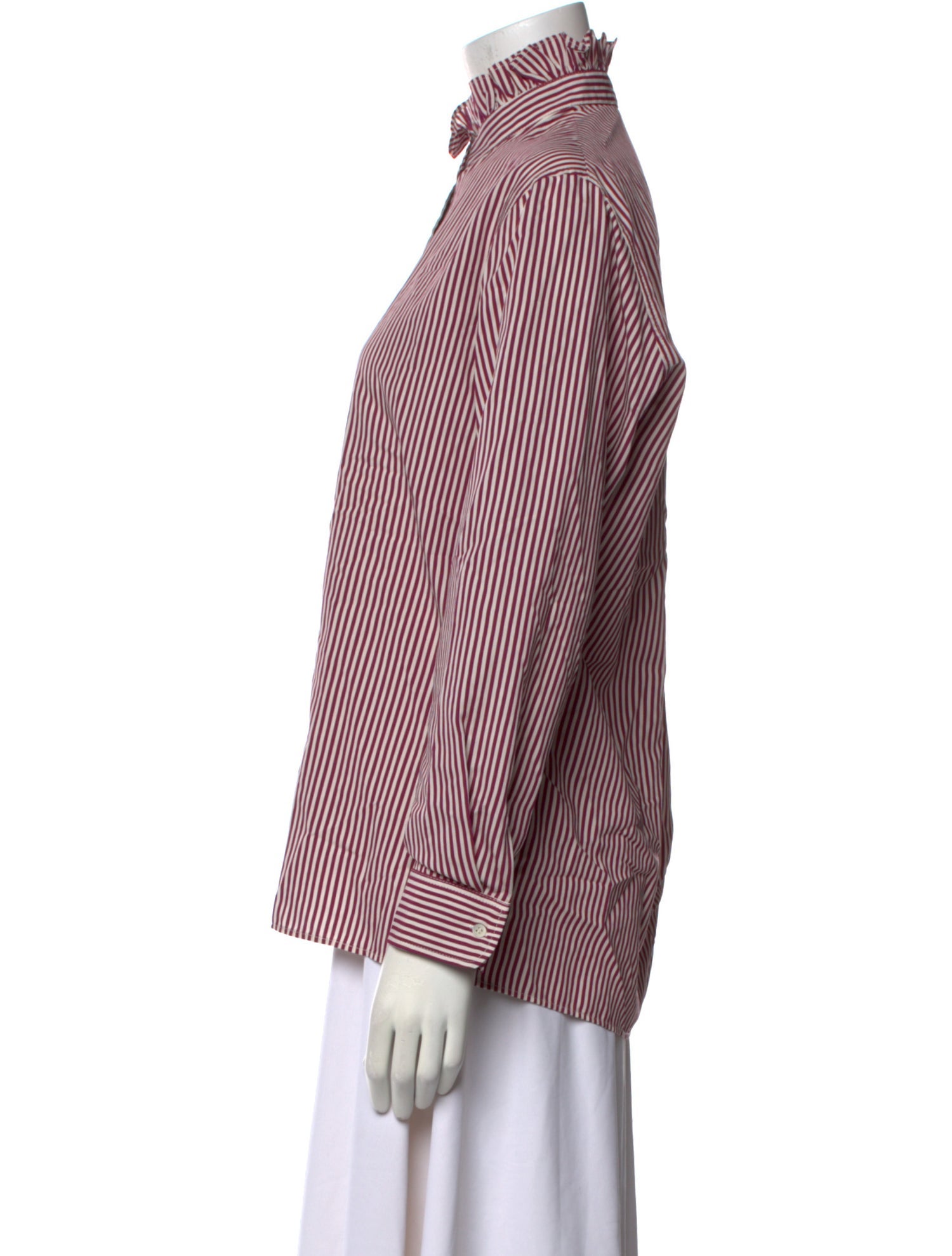 Vanessa Bruno Striped Mock Neck Button-Up Top