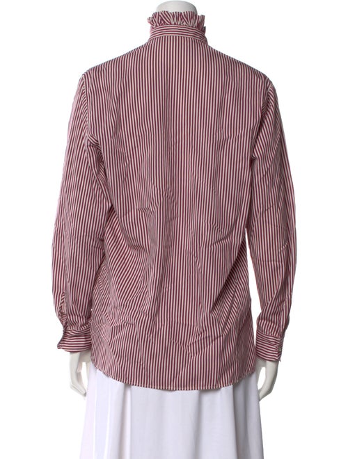 Vanessa Bruno Striped Mock Neck Button-Up Top