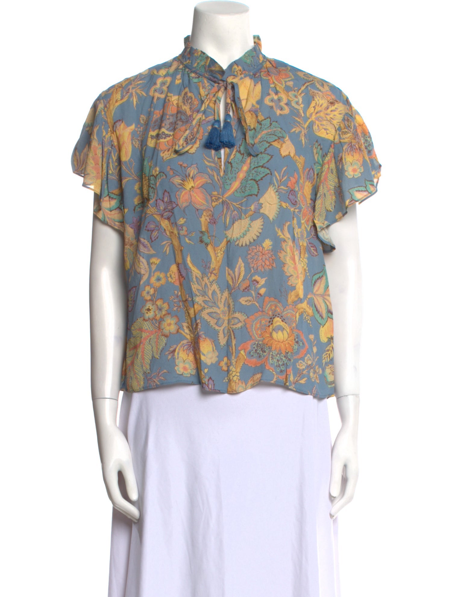 Vanessa Bruno Floral Print Tie Neck Blouse