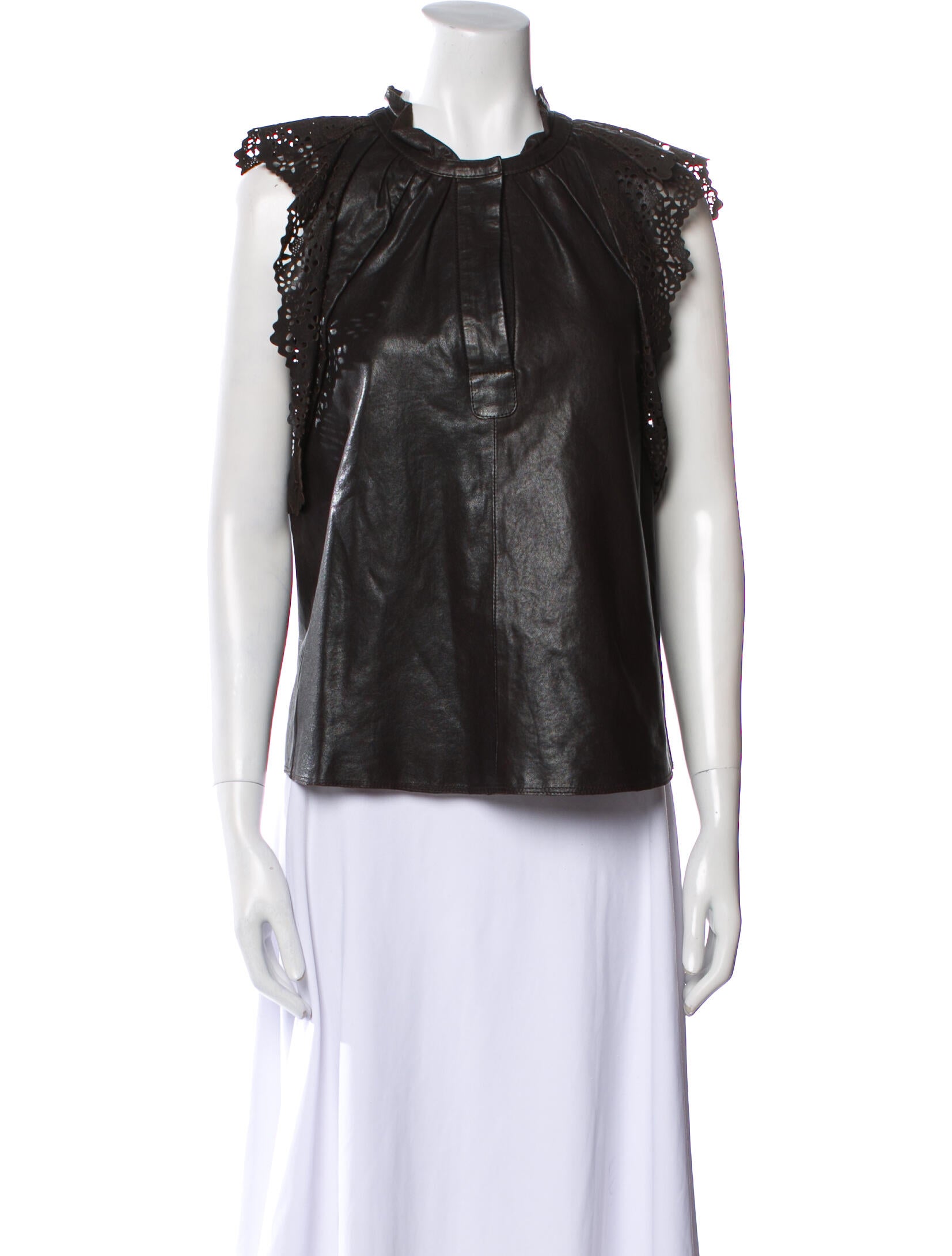 Vanessa Bruno Leather Crew Neck Top