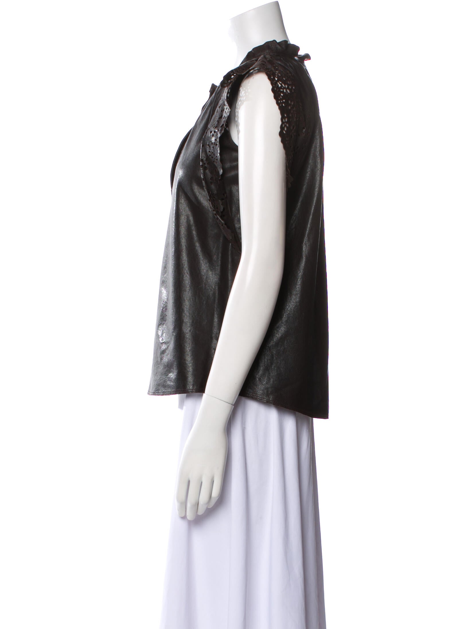 Vanessa Bruno Leather Crew Neck Top