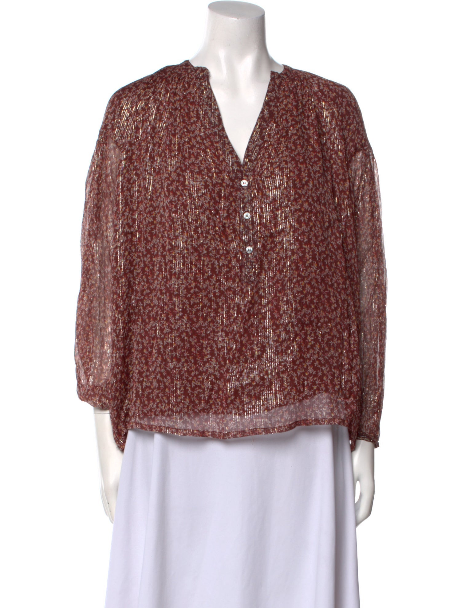 Vanessa Bruno Printed V-Neck Blouse