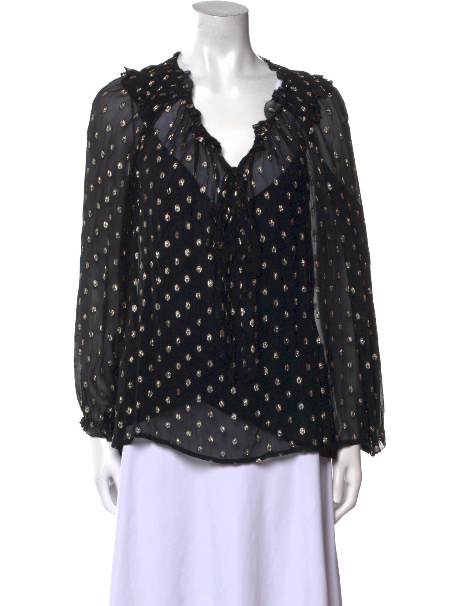 Vanessa Bruno Polka Dot Print V-Neck Blouse