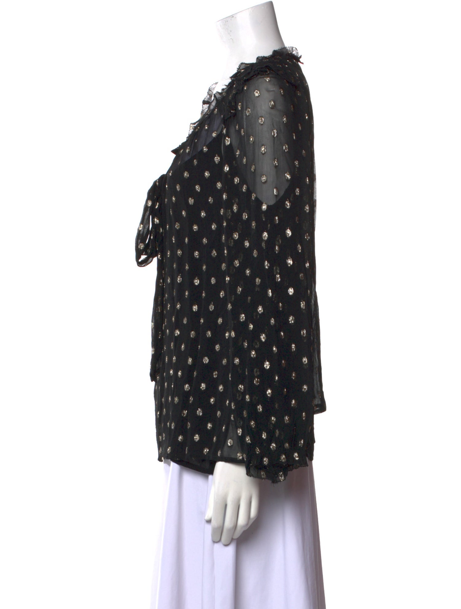 Vanessa Bruno Polka Dot Print V-Neck Blouse