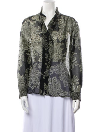 Vanessa Bruno Printed Long Sleeve Button-Up Top