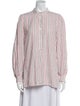 Vanessa Bruno Striped Mock Neck Button-Up Top