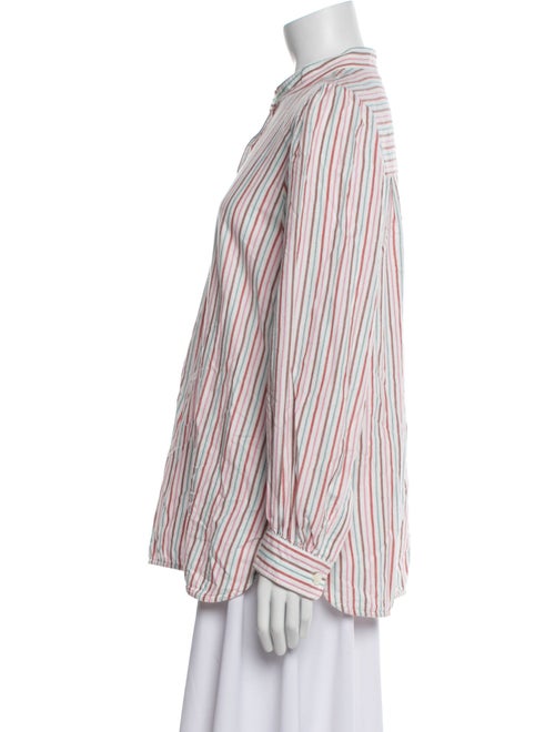 Vanessa Bruno Striped Mock Neck Button-Up Top