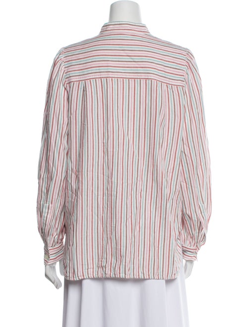Vanessa Bruno Striped Mock Neck Button-Up Top