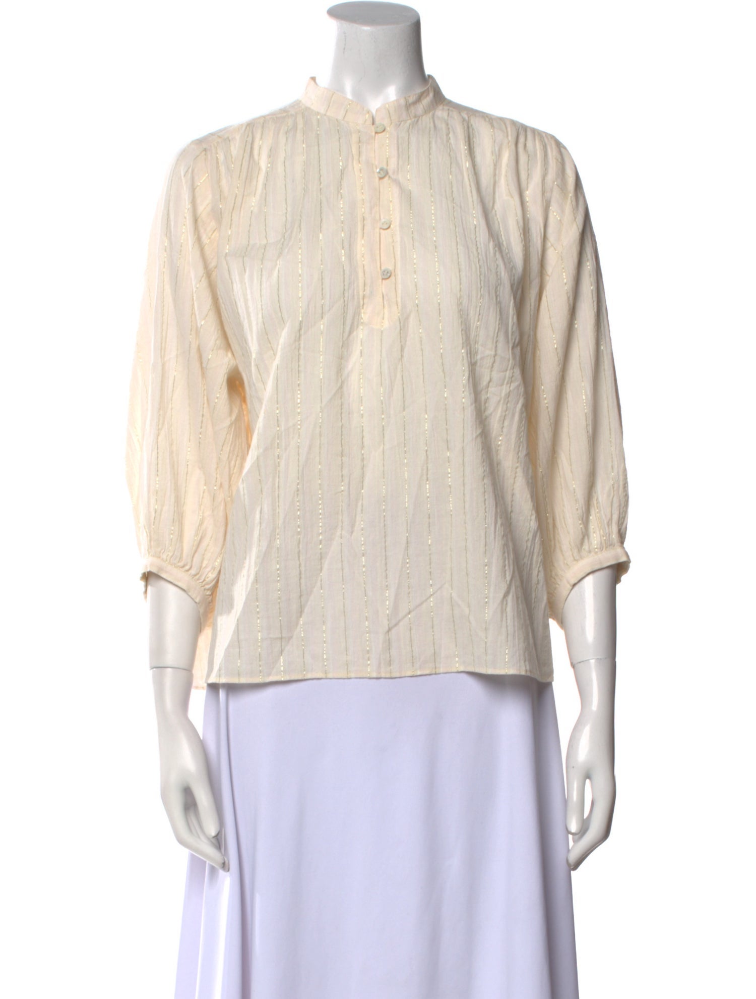 Vanessa Bruno Mock Neck Three-Quarter Sleeve Blouse