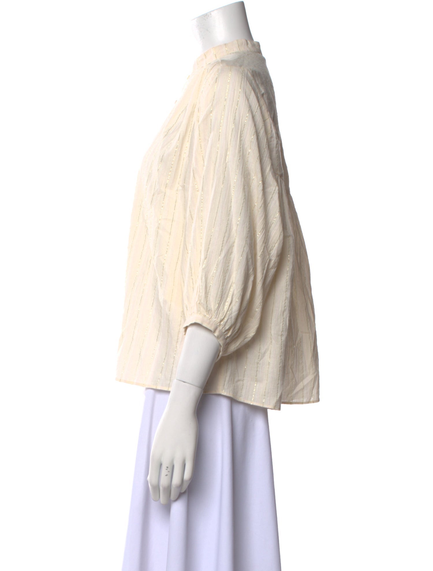 Vanessa Bruno Mock Neck Three-Quarter Sleeve Blouse