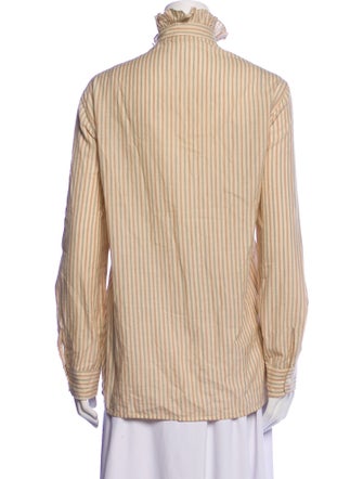 Vanessa Bruno Striped Mock Neck Button-Up Top