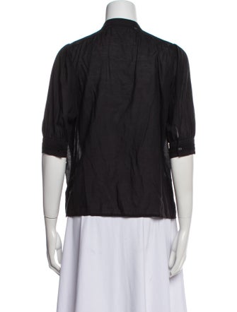 Vanessa Bruno Mock Neck Three-Quarter Sleeve Button-Up Top