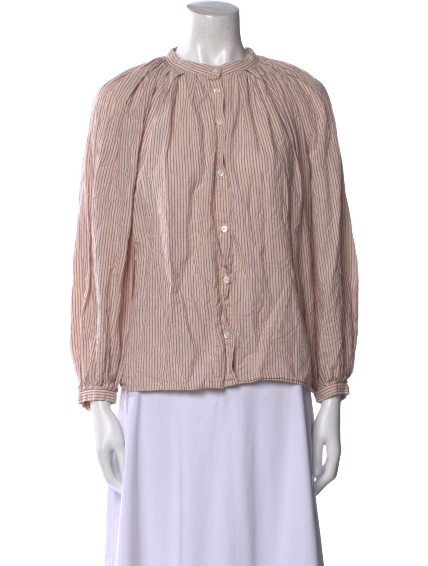 Vanessa Bruno Striped Mock Neck Blouse