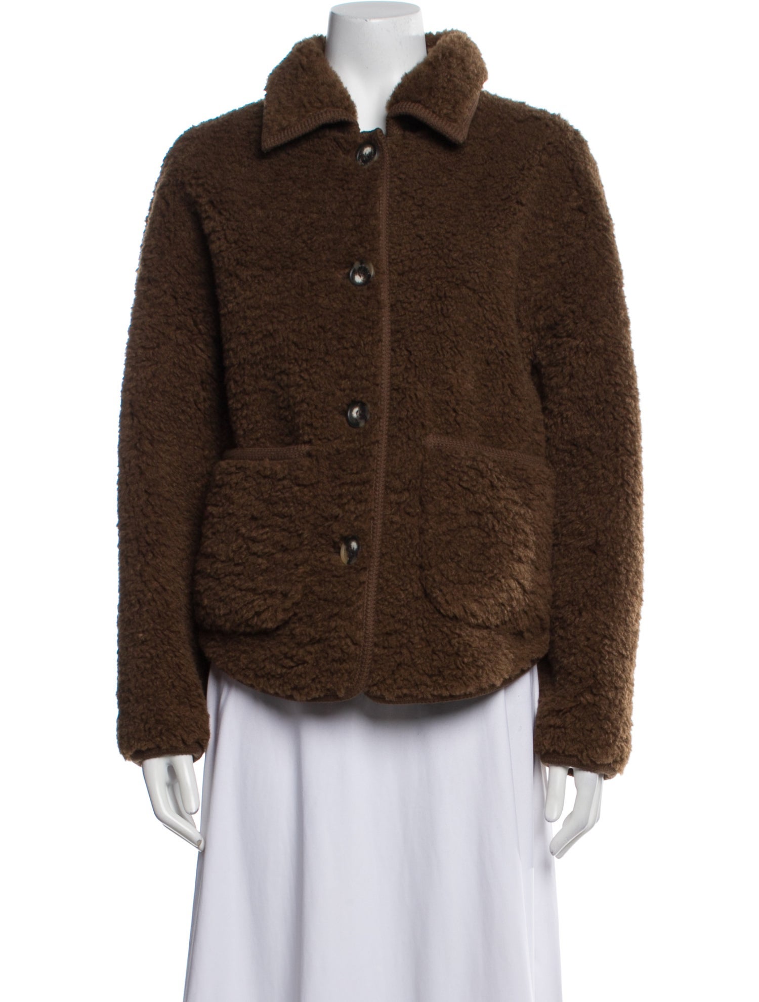 Vanessa Bruno Tweed Pattern Faux Fur Jacket