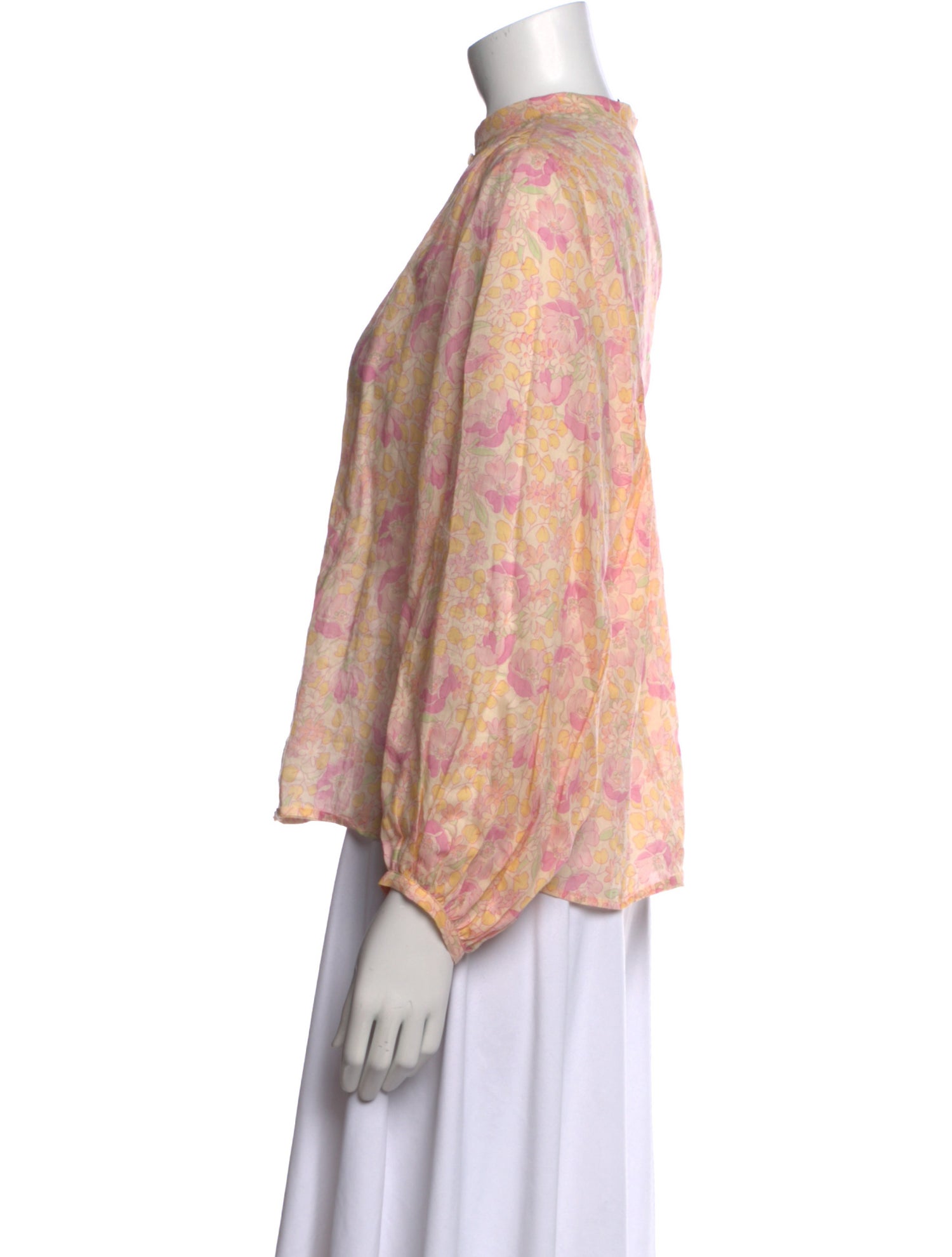 Vanessa Bruno Floral Print Mock Neck Blouse