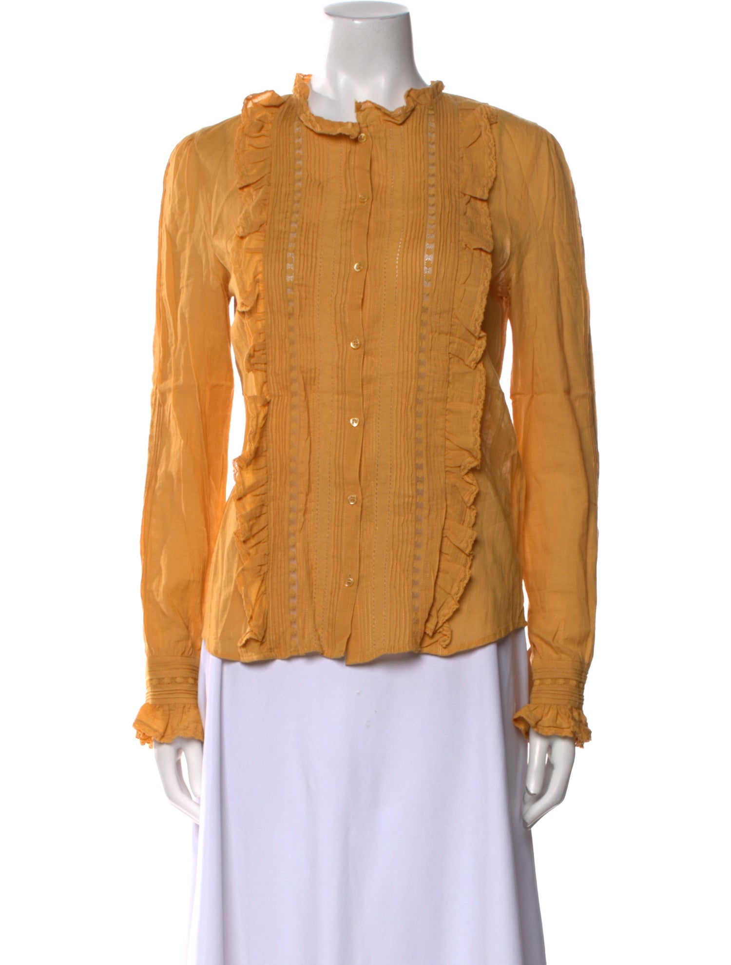 Vanessa Bruno Mock Neck Long Sleeve Button-Up Top