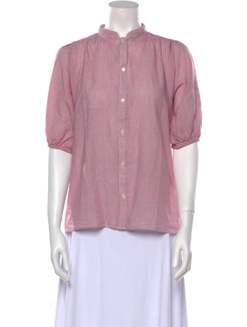 Vanessa Bruno Striped Mock Neck Button-Up Top