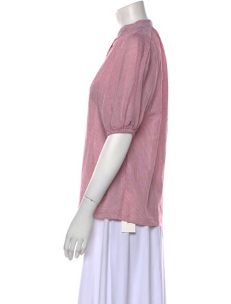 Vanessa Bruno Striped Mock Neck Button-Up Top