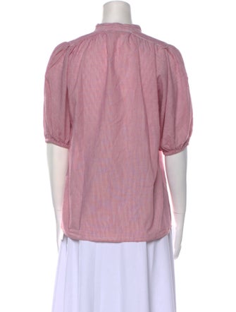 Vanessa Bruno Striped Mock Neck Button-Up Top