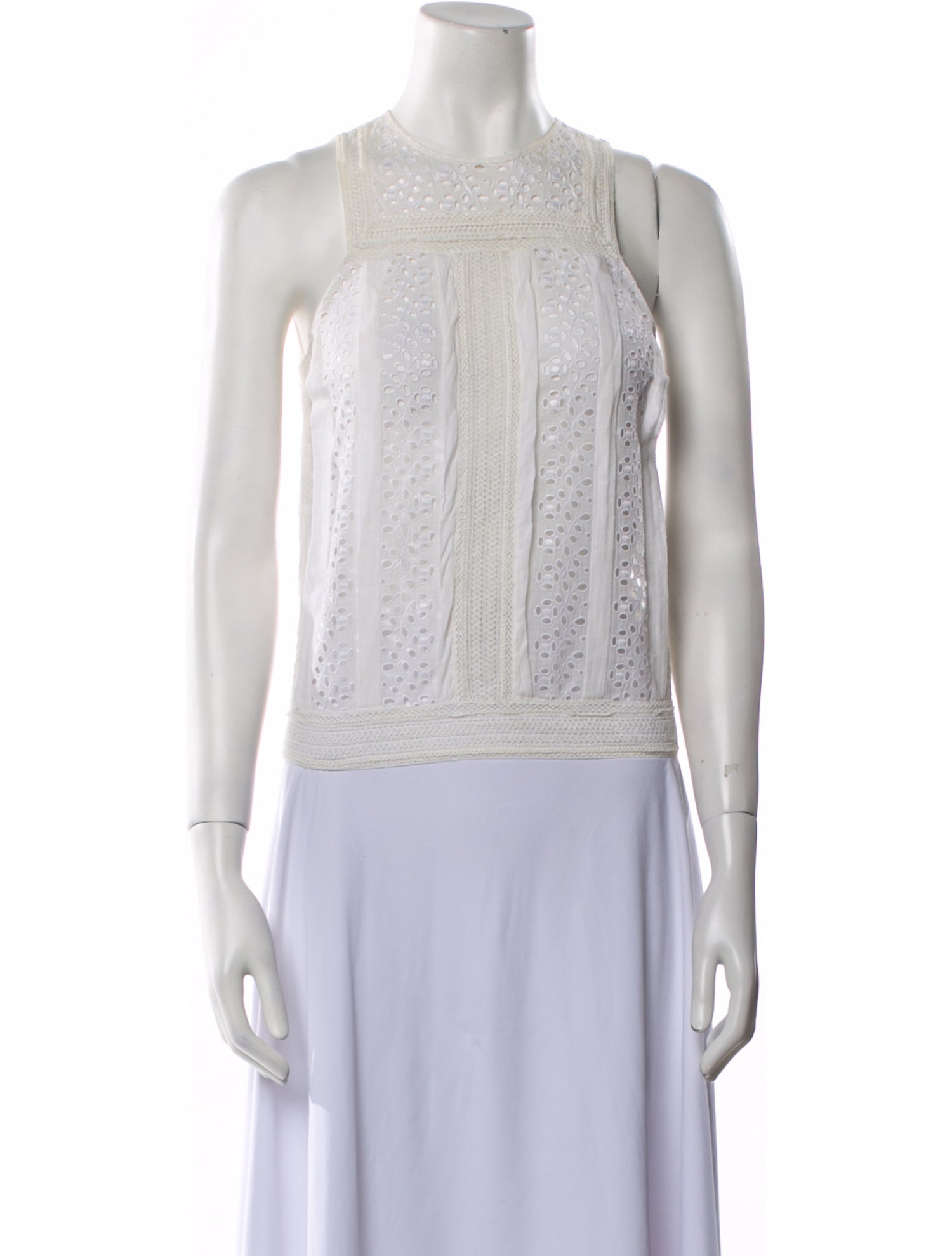 Vanessa Bruno Lace Pattern Crew Neck Crop Top