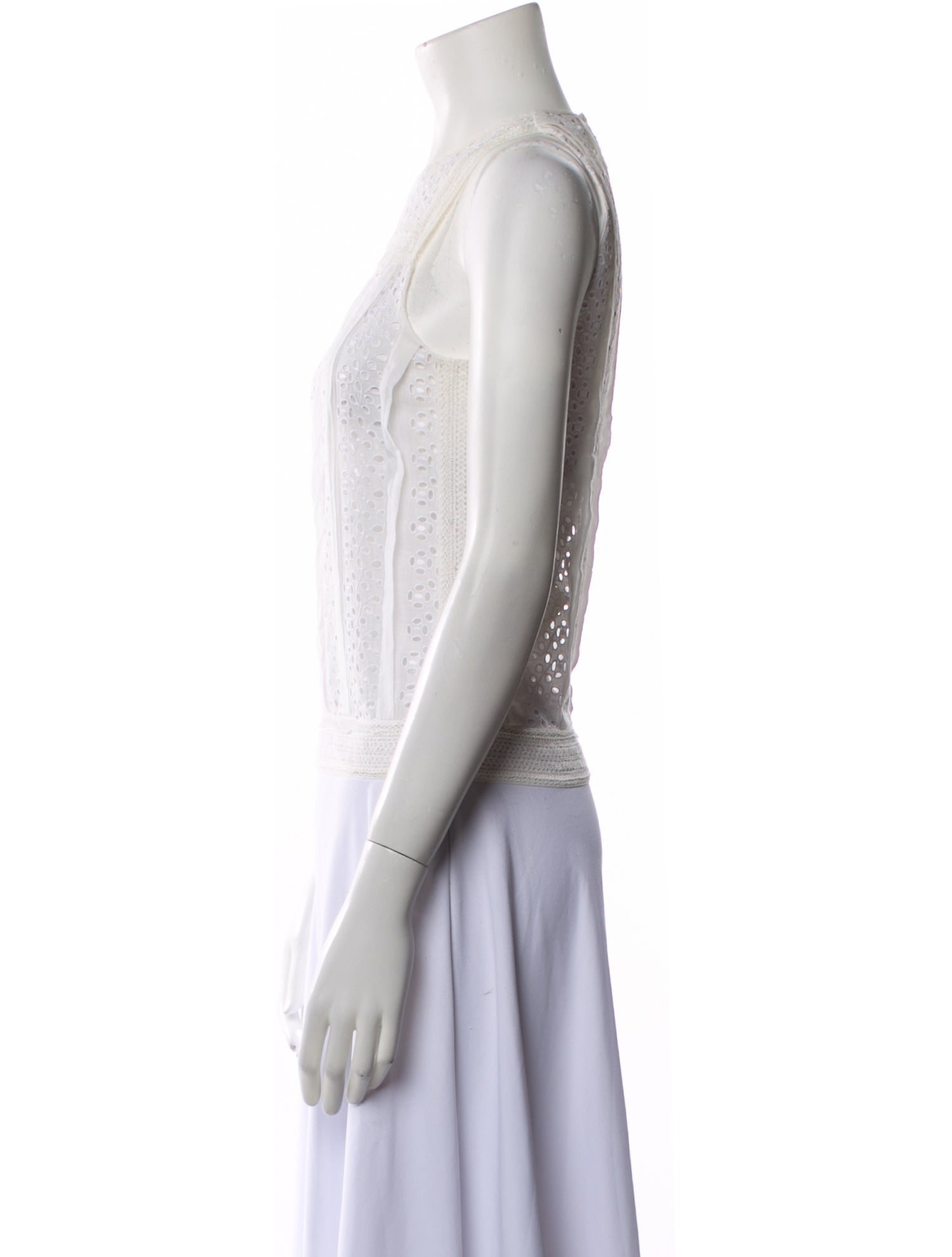 Vanessa Bruno Lace Pattern Crew Neck Crop Top