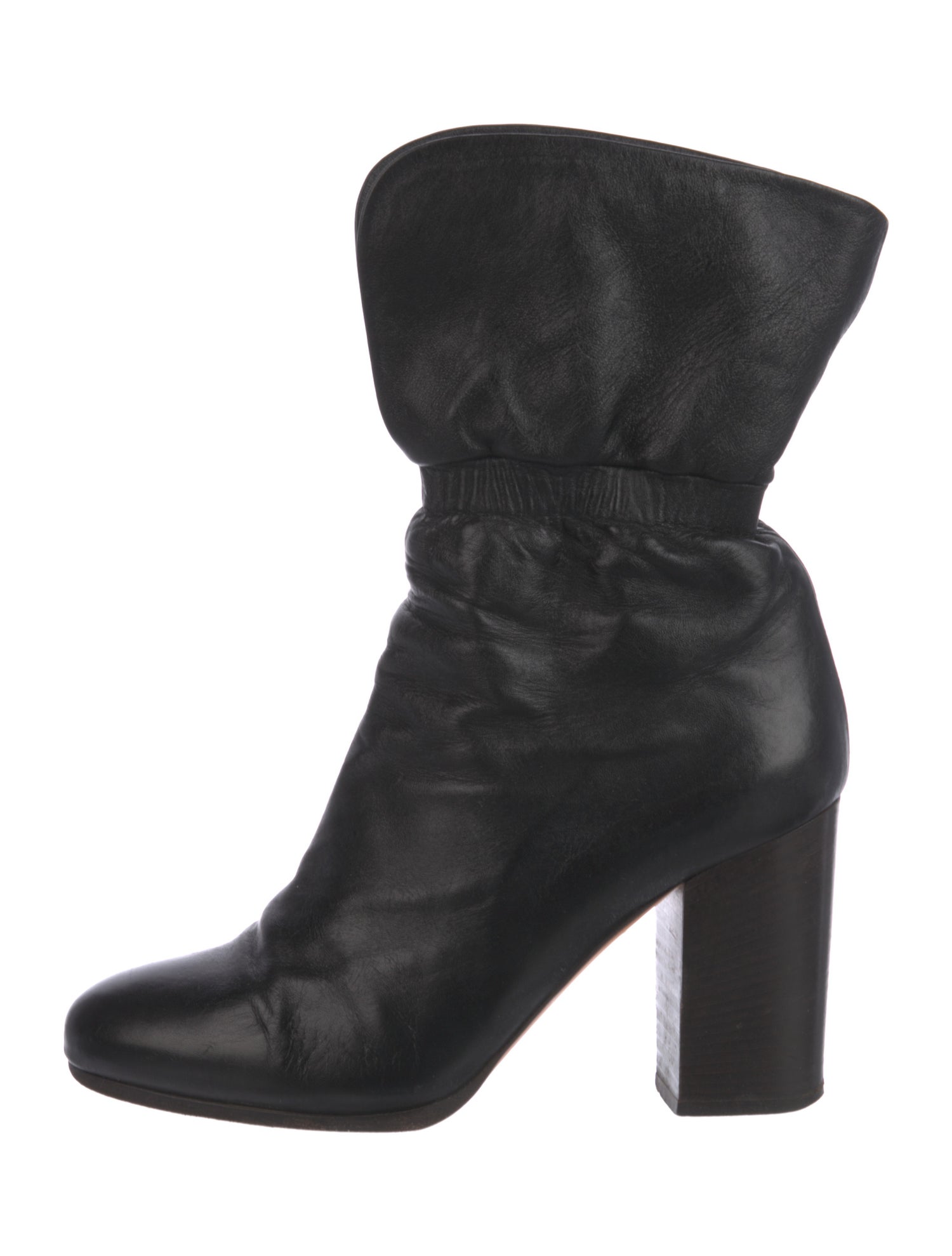Vanessa Bruno Leather Ruffle Embellishment Slouch Boots