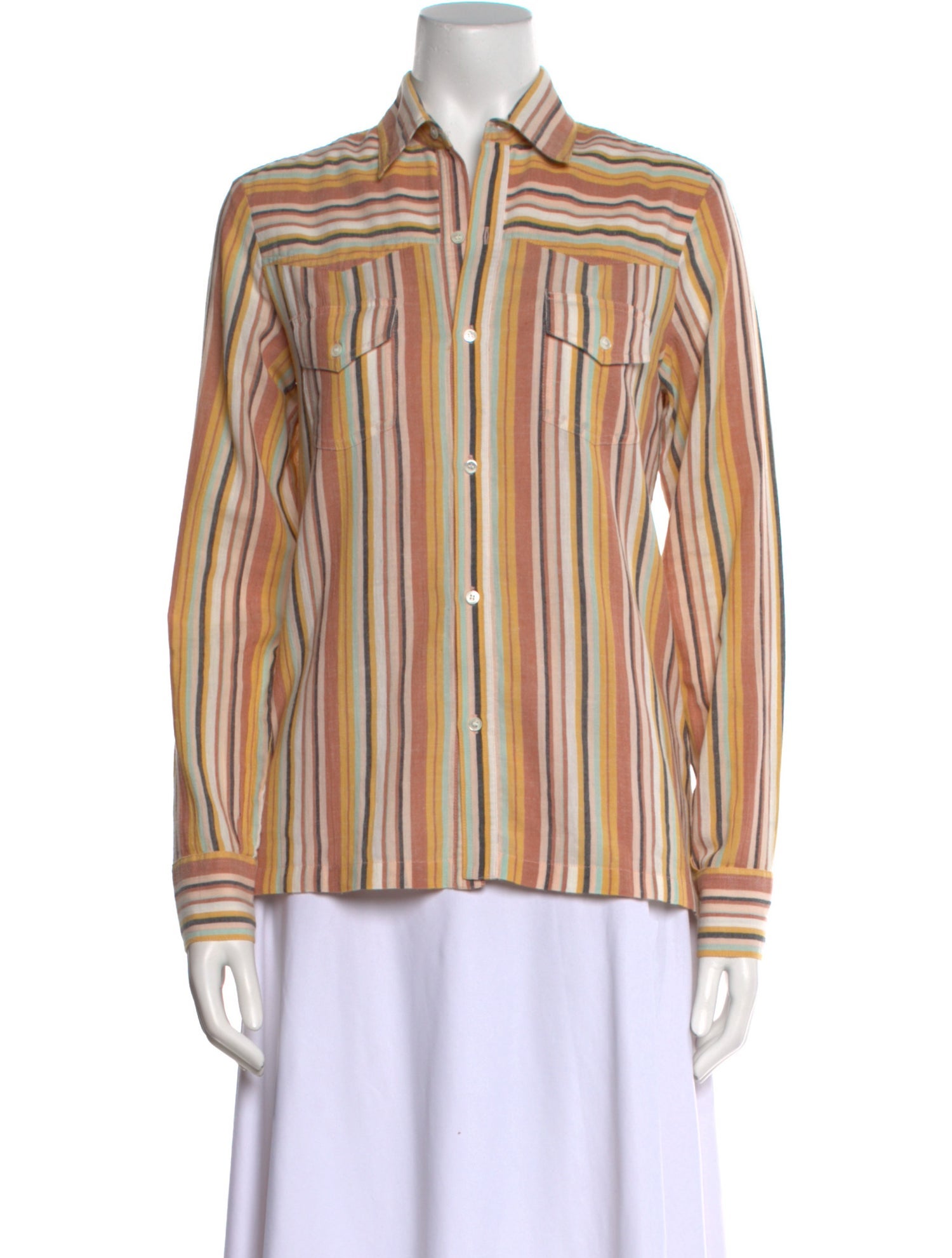 Vanessa Bruno Striped Long Sleeve Button-Up Top
