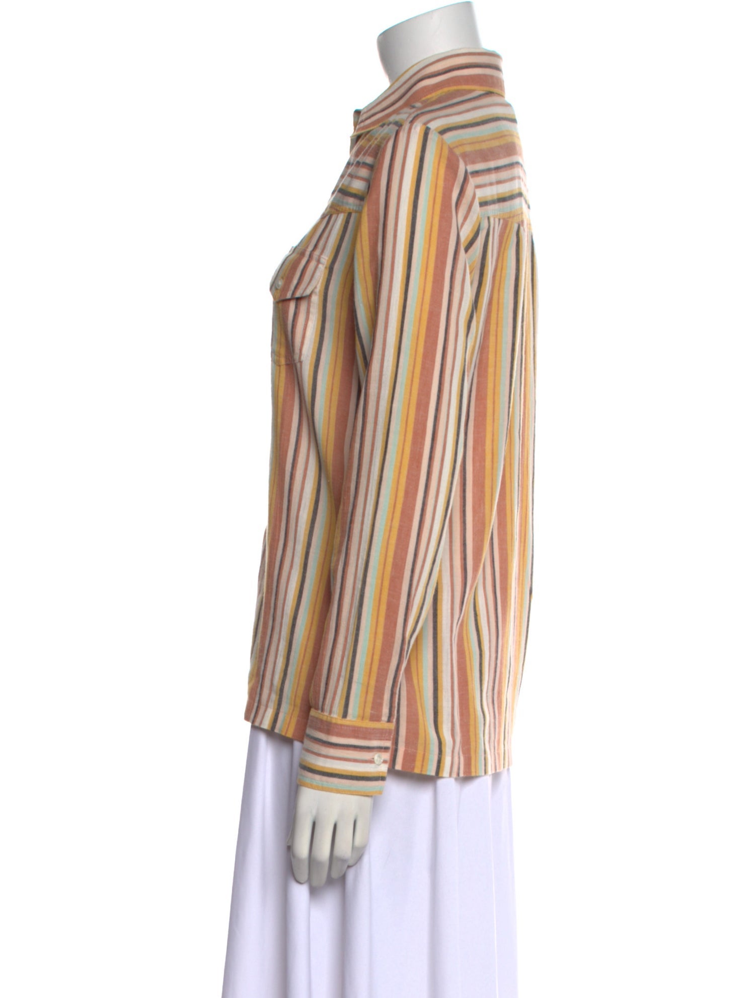 Vanessa Bruno Striped Long Sleeve Button-Up Top