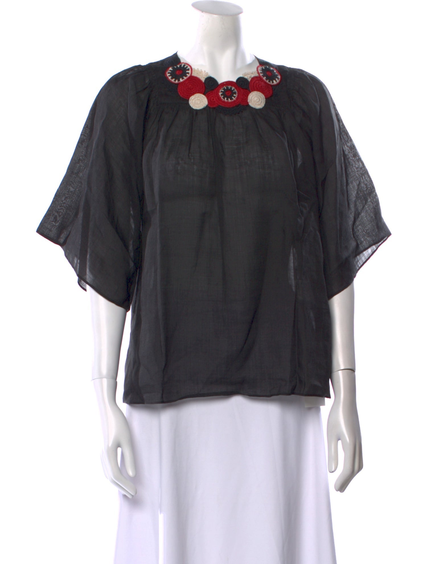 Vanessa Bruno Crew Neck Three-Quarter Sleeve Blouse