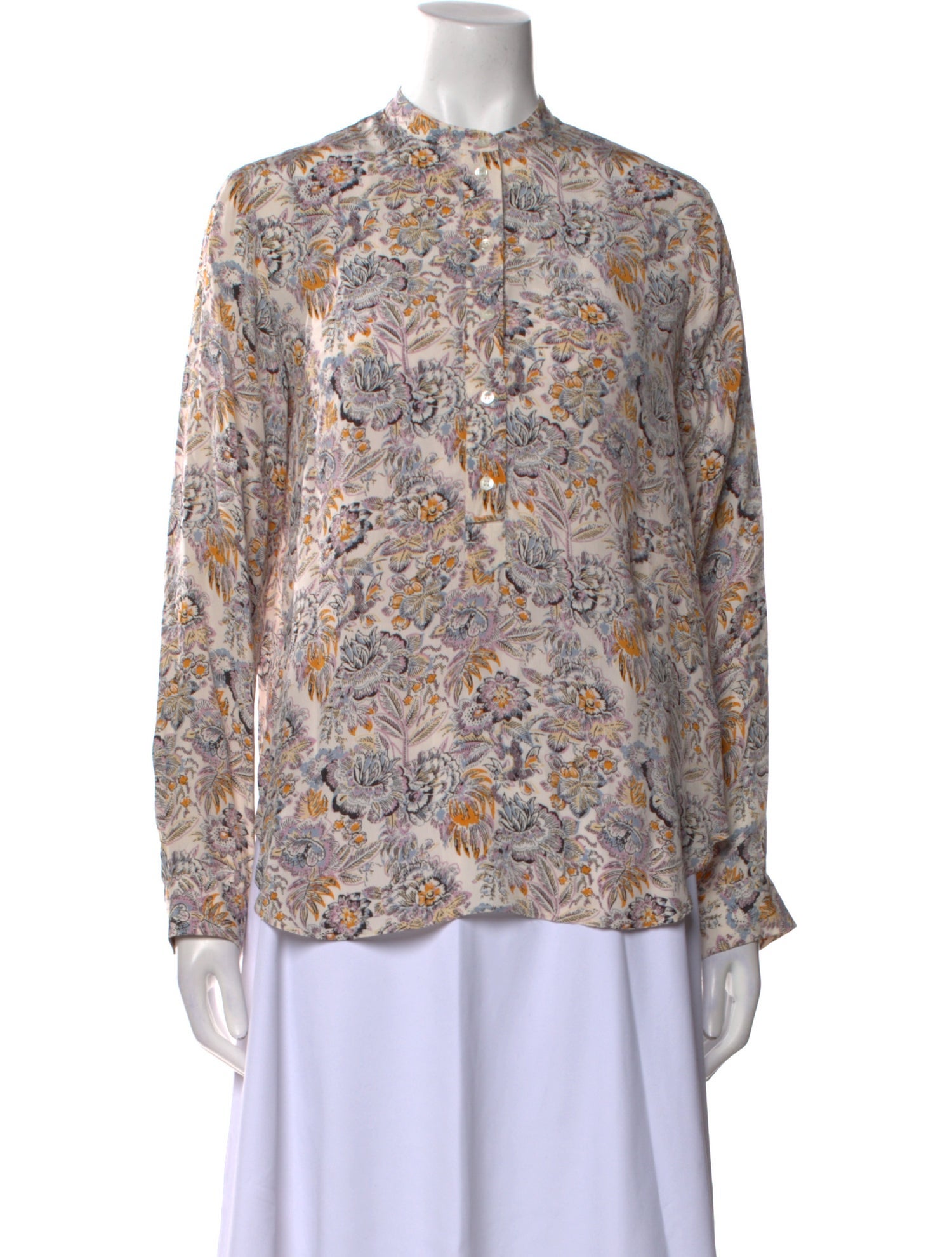 Vanessa Bruno Floral Print Mock Neck Blouse