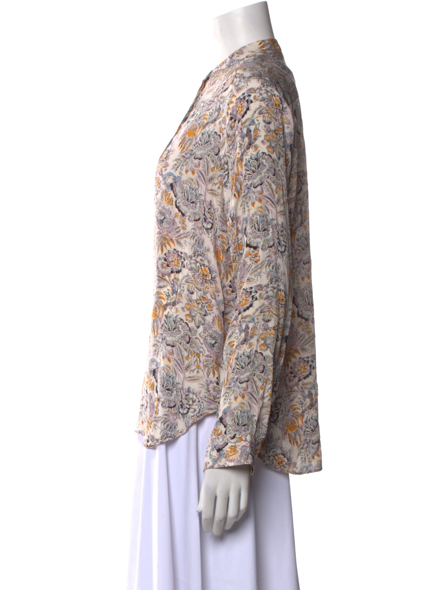 Vanessa Bruno Floral Print Mock Neck Blouse