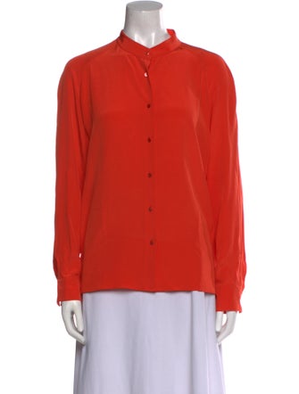 Vanessa Bruno Silk Mock Neck Button-Up Top