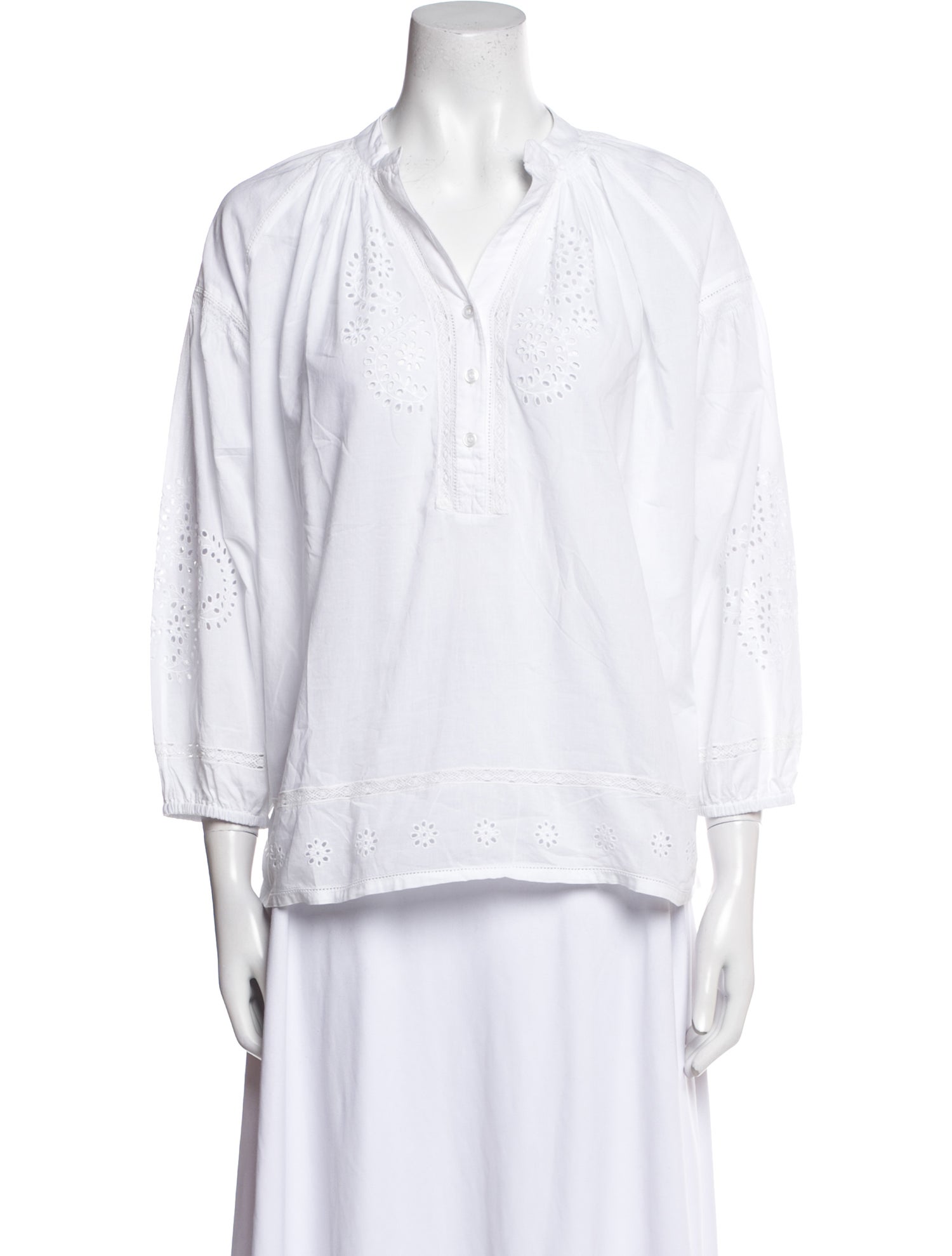 Vanessa Bruno V-Neck Three-Quarter Sleeve Blouse