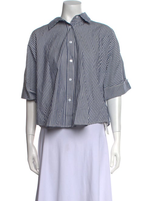 Vanessa Bruno Striped Three-Quarter Sleeve Button-Up Top