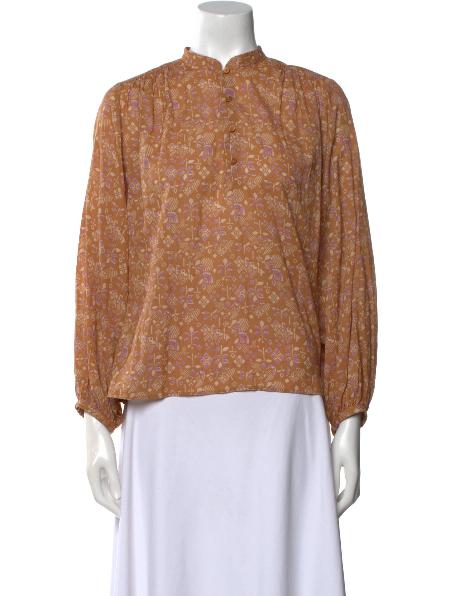 Vanessa Bruno Printed Mock Neck Blouse