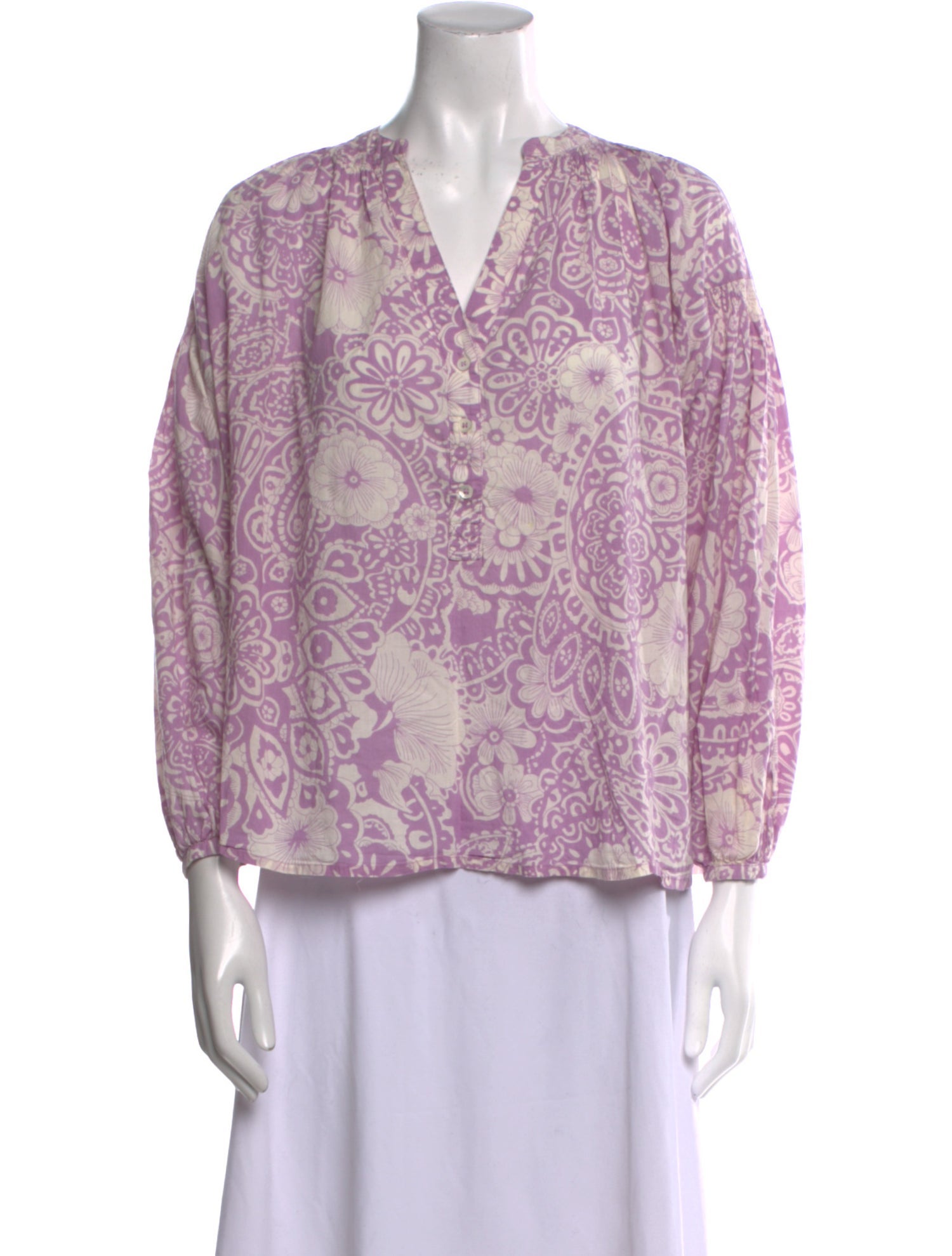 Vanessa Bruno Floral Print V-Neck Blouse